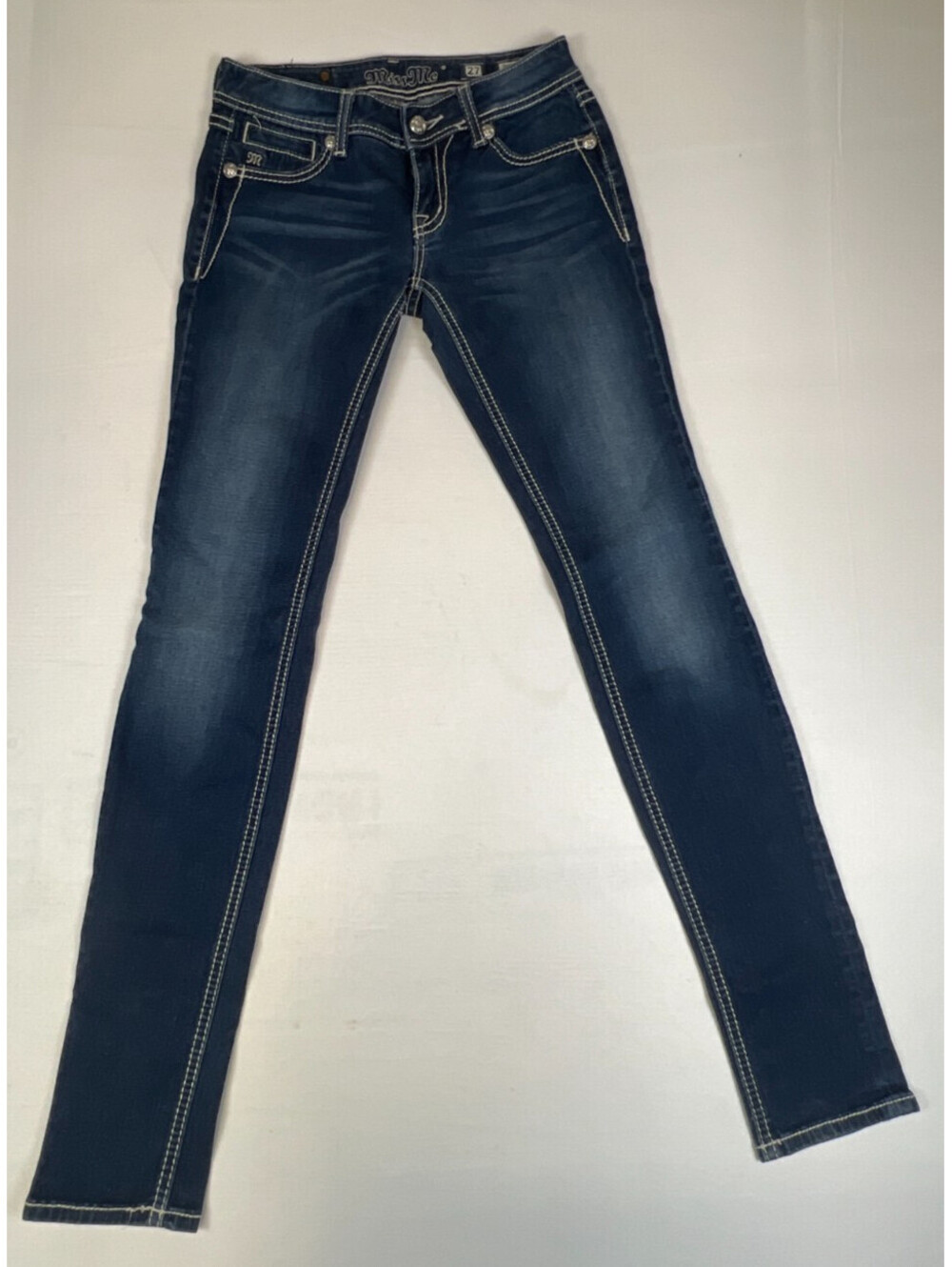 Miss Me Womens Size 27 Jegging Jeans Blue Bling Embellished Cross Denim Pants